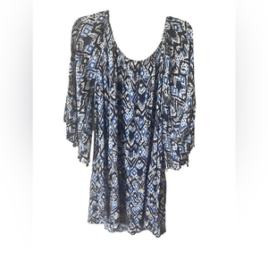 Lily‎ Pulitzer Blue and White Off Shoulder Dress M